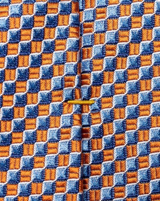 Orangefarbene Krawatte aus gewebter Seide mit geometrischem Muster