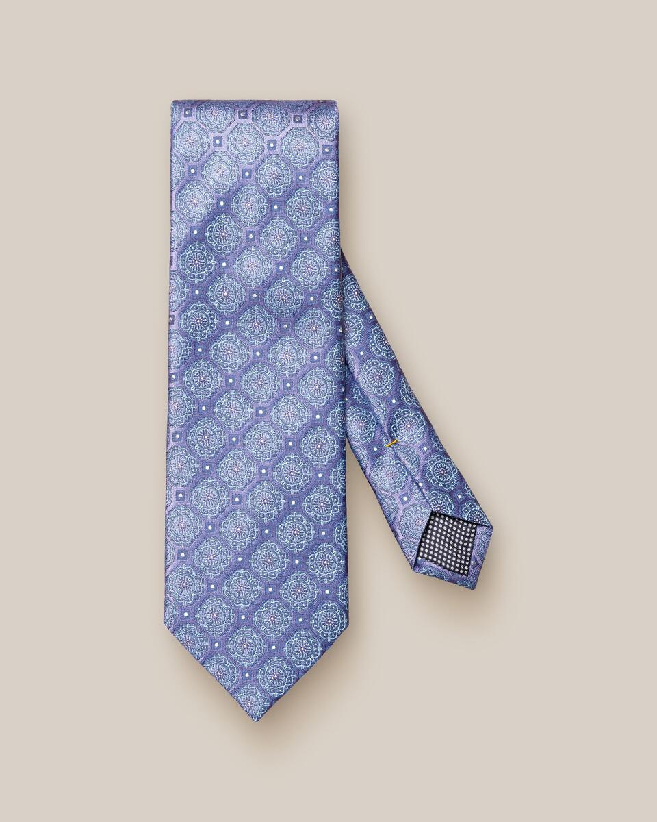 Violette gewebte Seidenkrawatte mit Blumenmuster