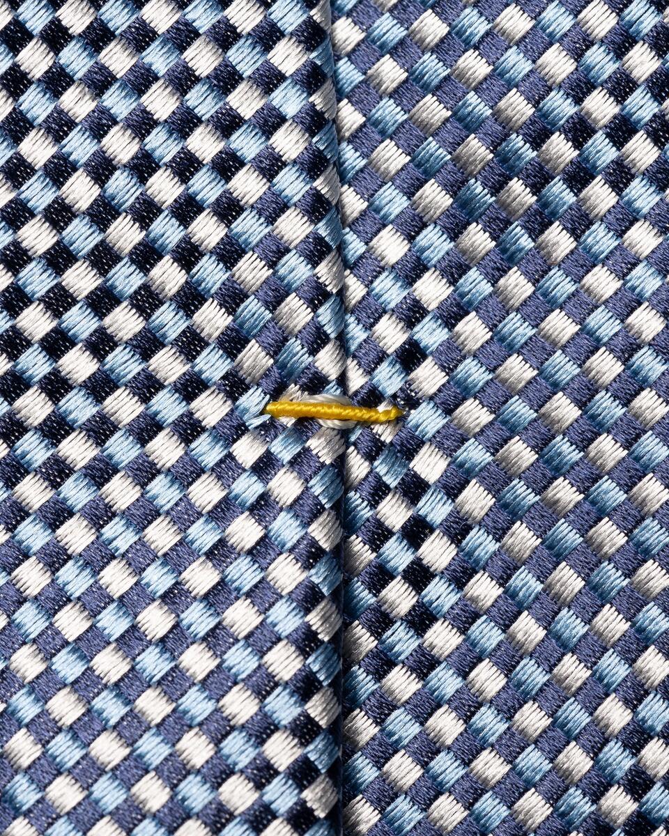 Dunkelblaue Seidenkrawatte mit semisolidem Muster