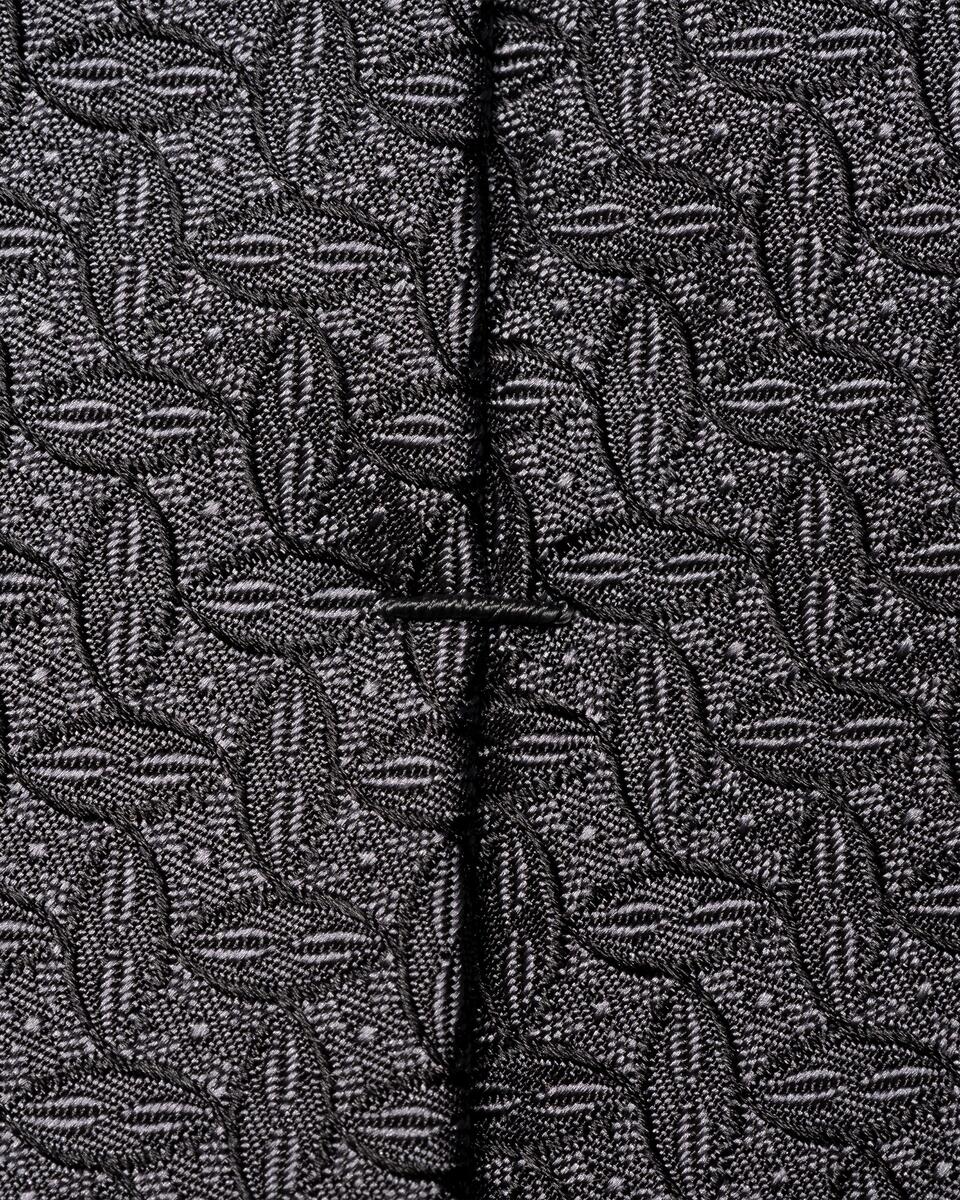 Dunkelgraue Krawatte aus gewebter Seide mit geometrischem Muster