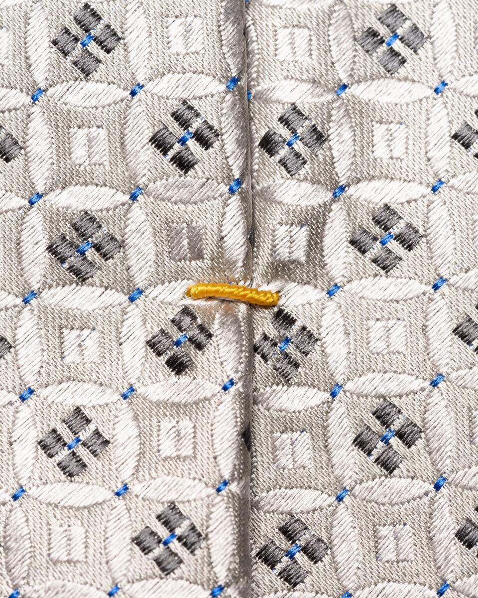 Beigefarbene Krawatte aus gewebter Seide mit geometrischem Muster