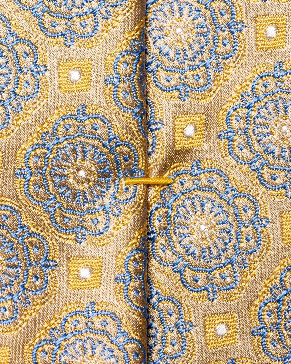 Gelbe Krawatte aus gewebter Seide mit Blumenmuster