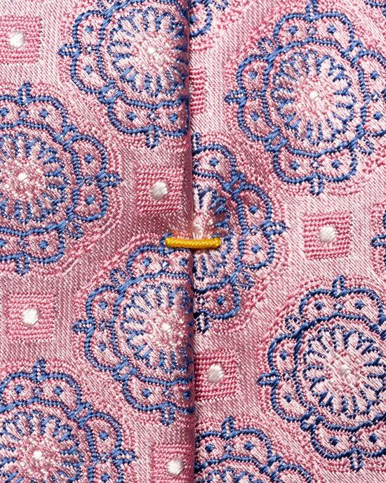 Rosafarbene Krawatte aus gewebter Seide mit Blumenmuster