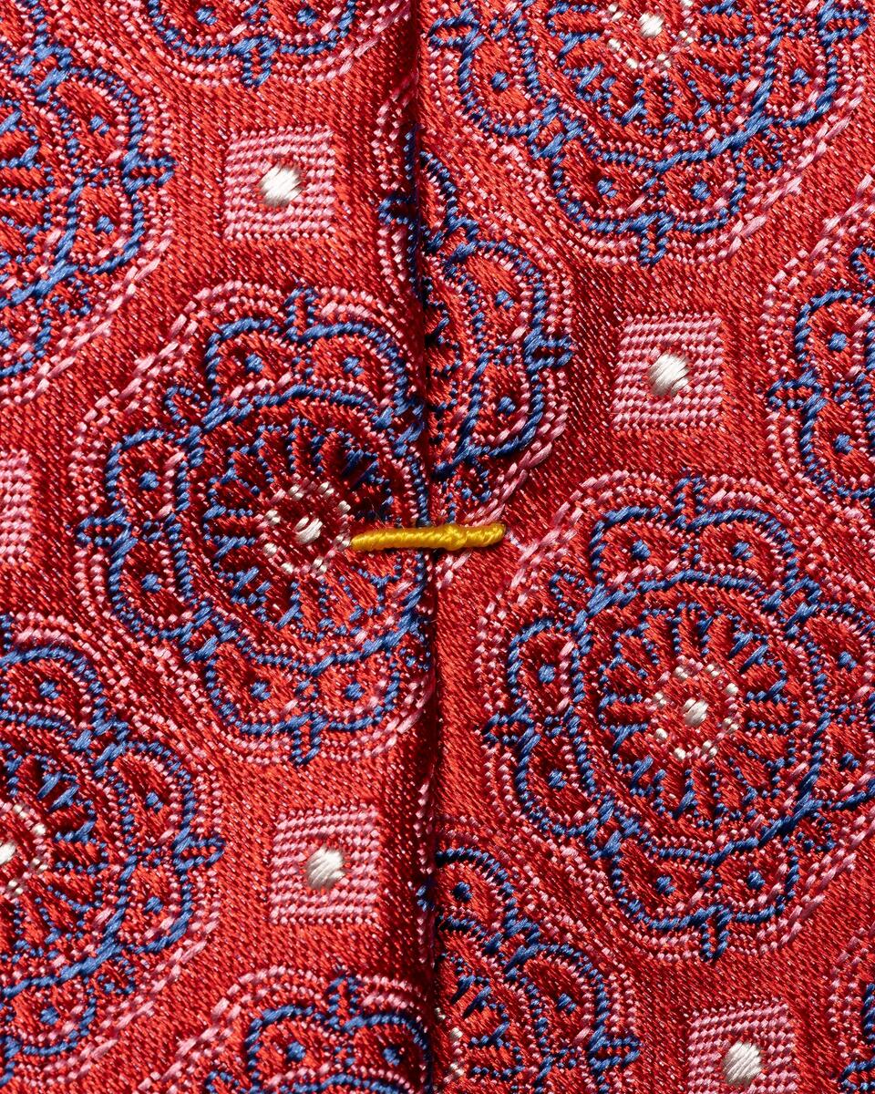 Rote Krawatte aus gewebter Seide mit Blumenmuster