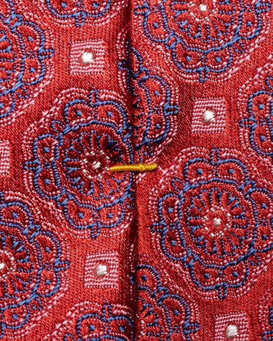 Rote Krawatte aus gewebter Seide mit Blumenmuster