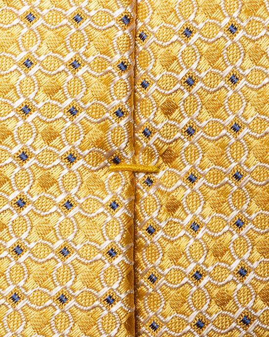 Gelbe Krawatte aus gewebter Seide mit geometrischem Muster
