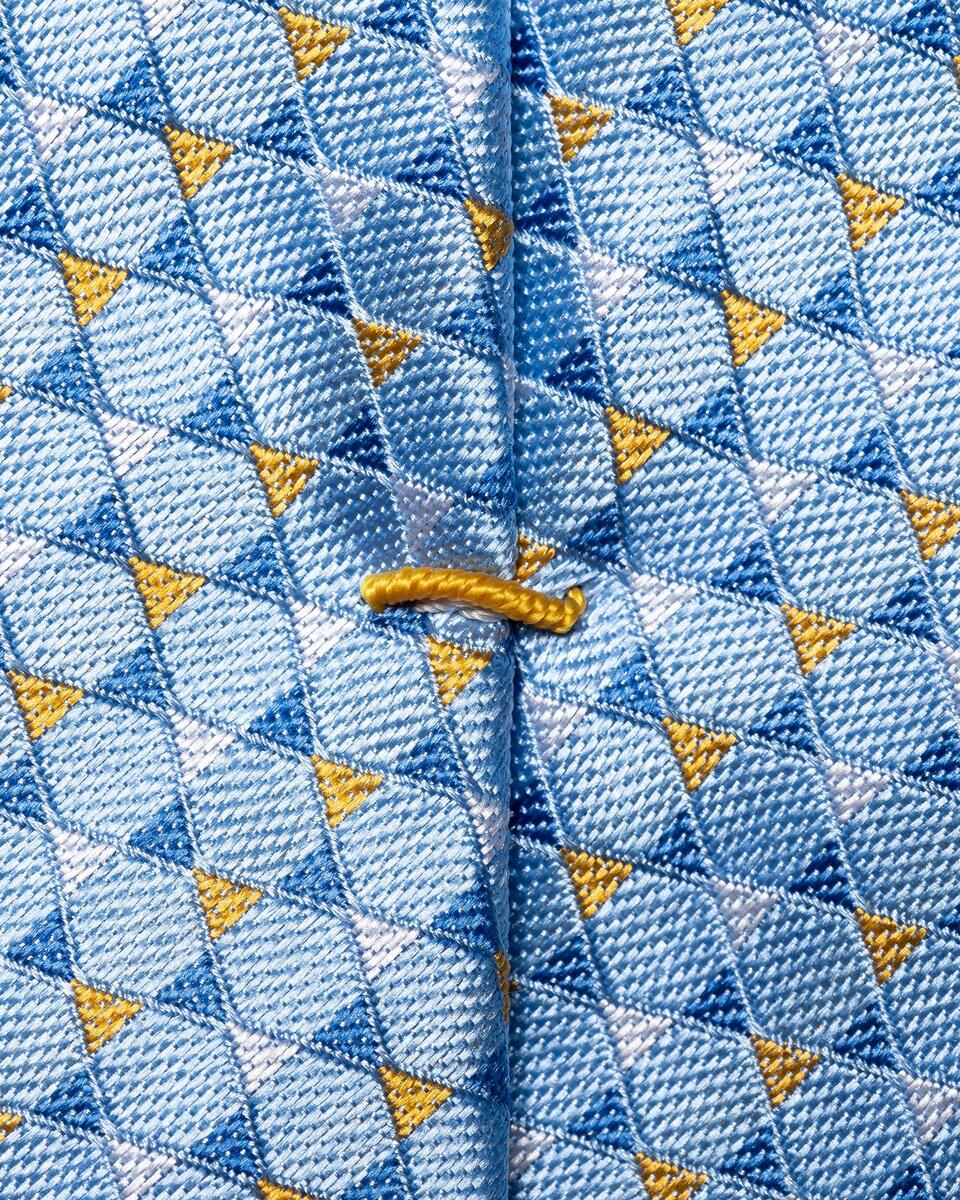 Hellblaue Krawatte aus gewebter Seide mit geometrischem Muster