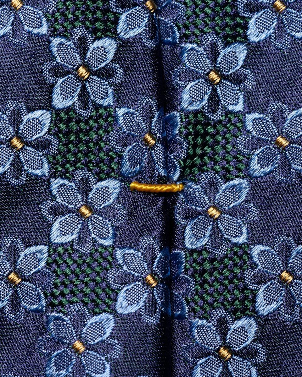 Dunkelgrne Krawatte mit floralem Muster aus gewebter Seide