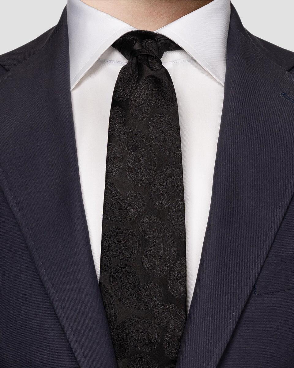 Schwarze Krawatte mit Paisley-Muster aus gewebter Seide