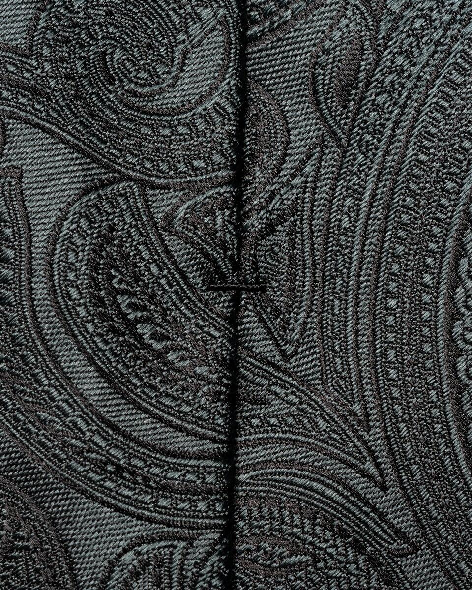 Dunkelgrne Krawatte mit Paisley-Muster aus gewebter Seide