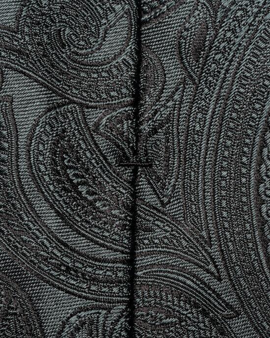 Dunkelgrne Krawatte mit Paisley-Muster aus gewebter Seide