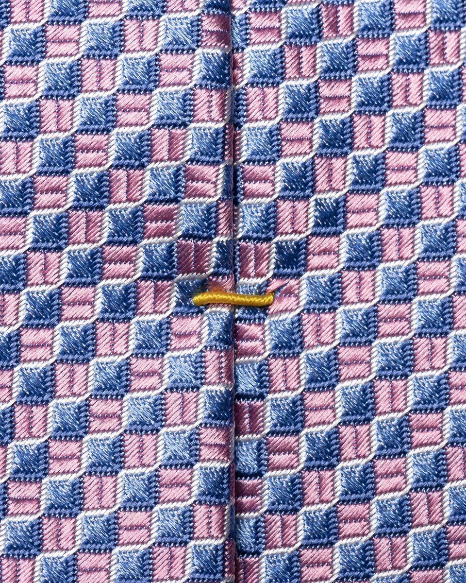 Rosafarbene Krawatte aus gewebter Seide mit geometrischem Muster