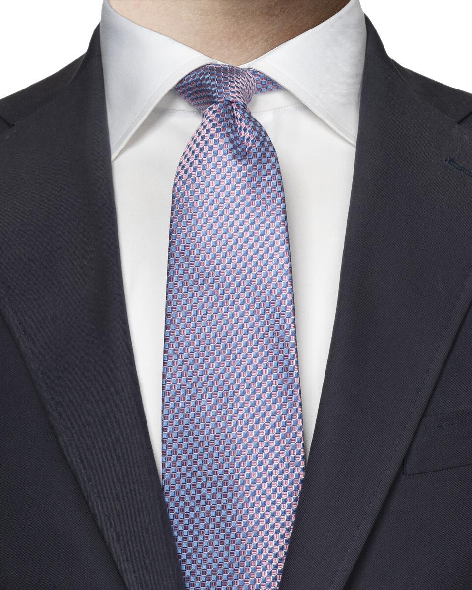Rosafarbene Krawatte aus gewebter Seide mit geometrischem Muster
