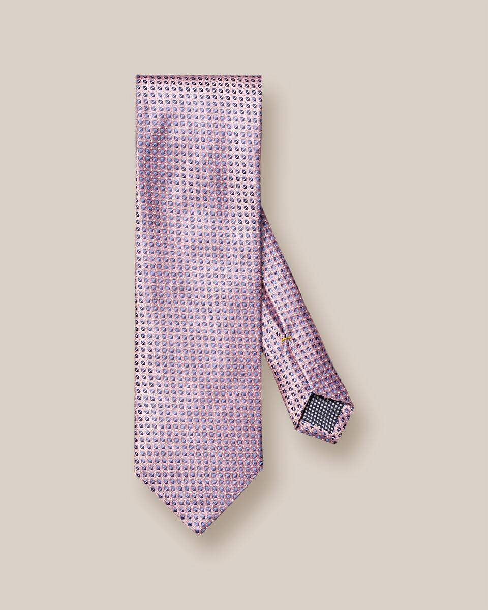 Hellviolette Seidenkrawatte mit geometrischem Muster