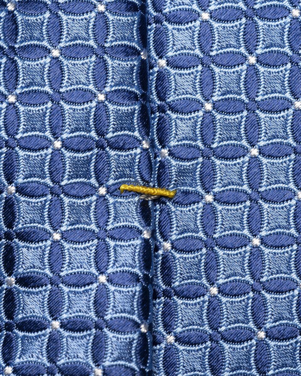 Mittelblaue Seidenkrawatte mit geometrischem Muster