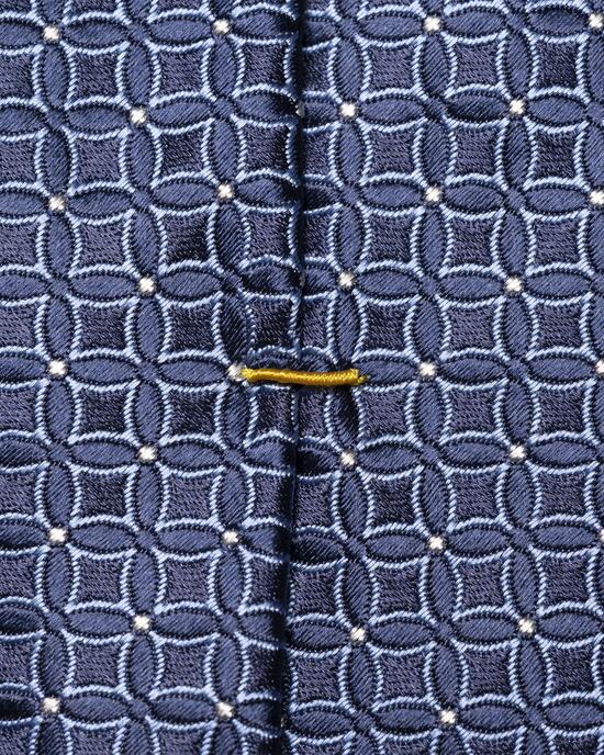 Dunkelblaue Seidenkrawatte mit geometrischem Muster