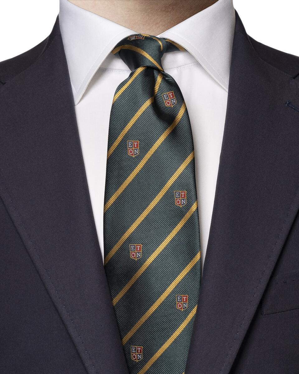 Dunkelgrne Regiments-Streifen-Seidenkrawatte