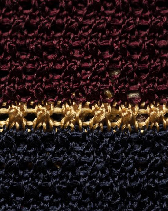 Burgunderrot gestreifte Strickkrawatte aus Seide