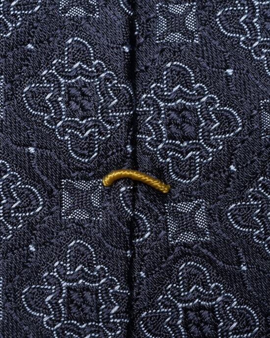 Marineblaue Seidenkrawatte &ndash; Medaillonmuster