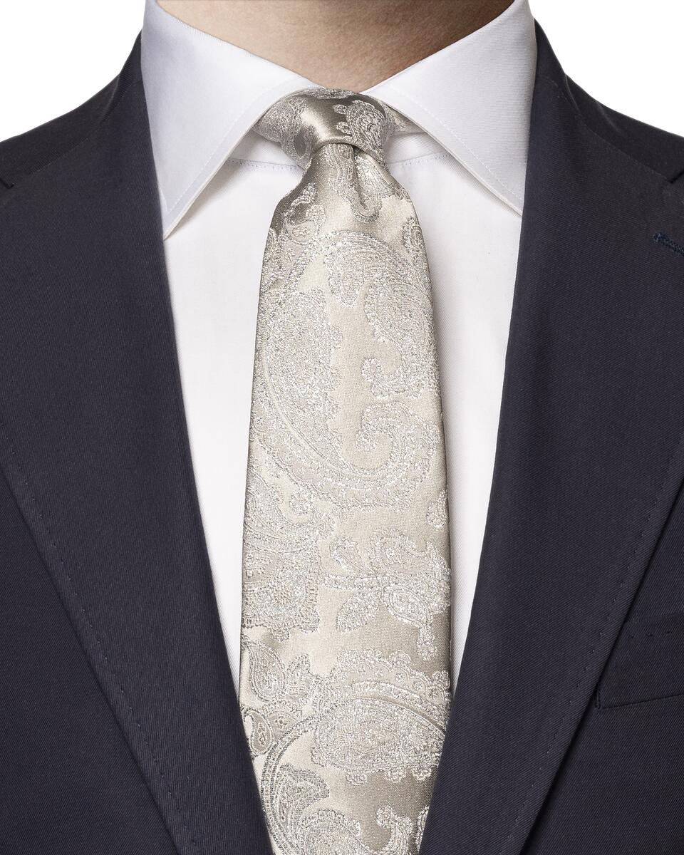 Hellgraue Paisley-Abendkrawatte &ndash; Glitzereffekt