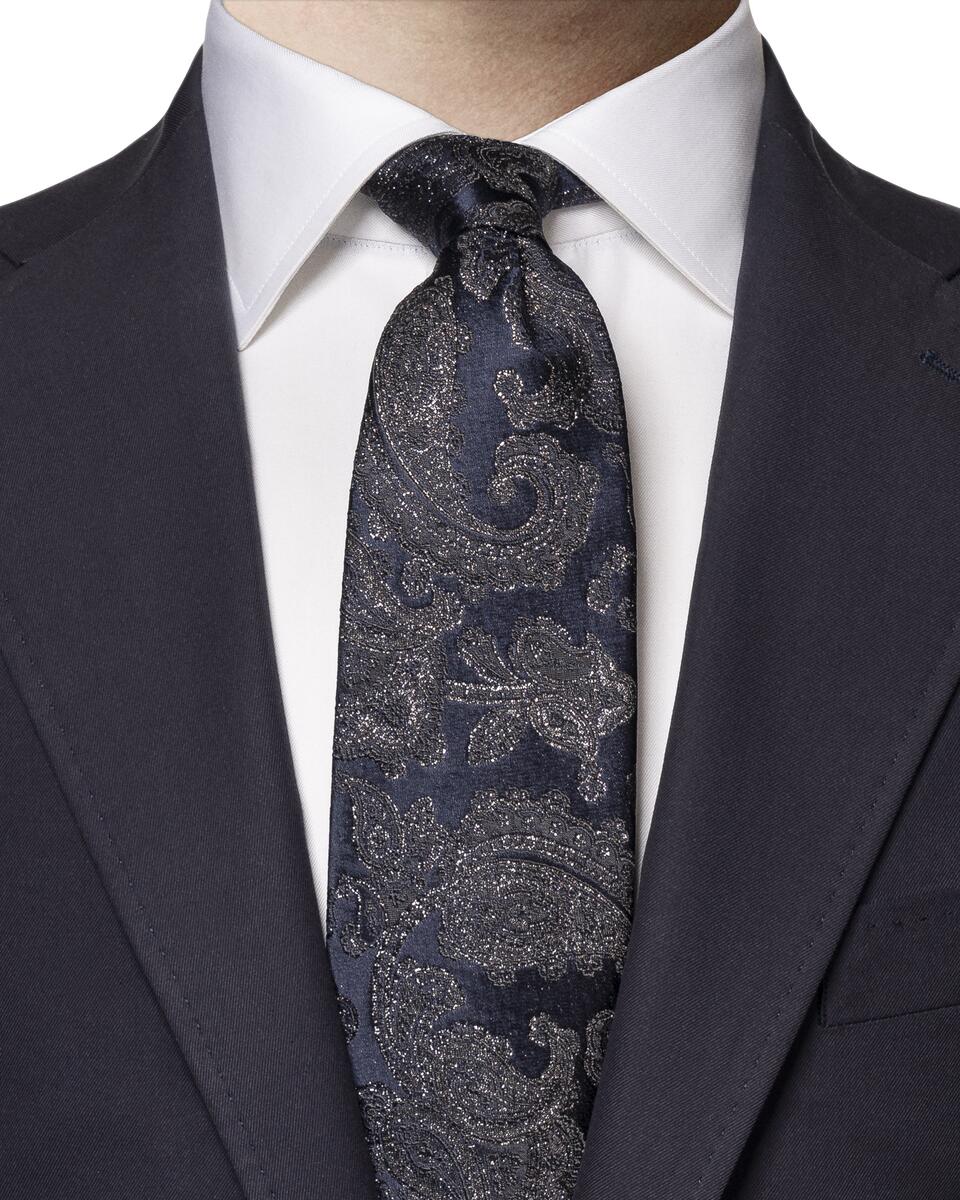 Marineblaue Paisley-Abendkrawatte &ndash; Glitzereffekt